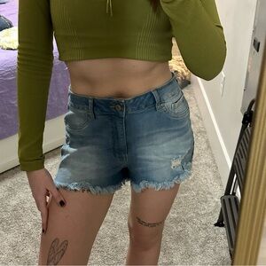 Rewash Blue Frayed Jean Shorts